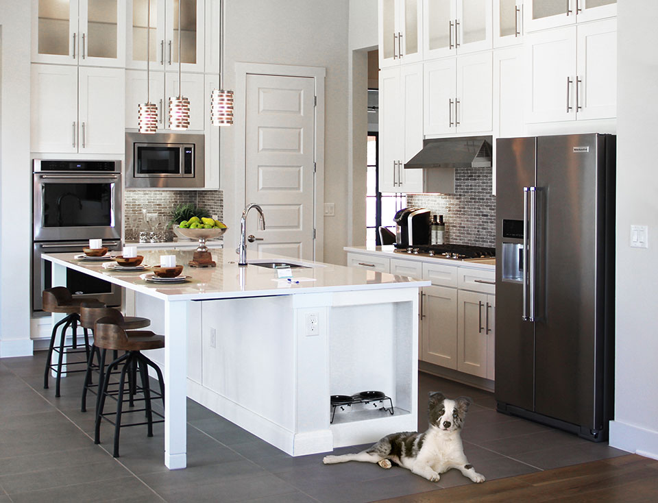 make a statement with an all-white Woodmont Cabinetry kitchen